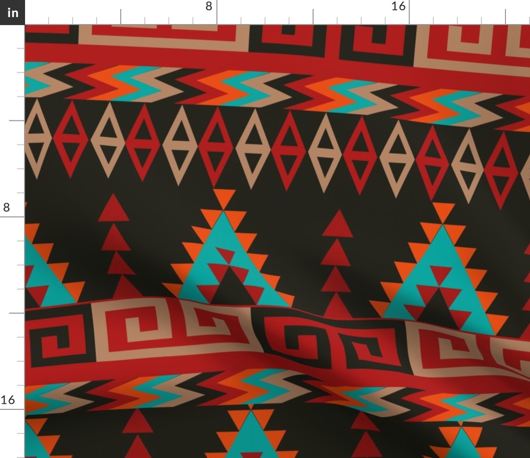 Large Western Aztec Geometric Stripes