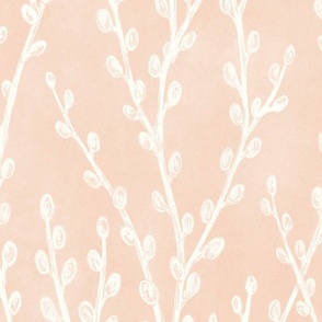 Pussy willows soft cozy watercolor in pastel peach fuzz pink minimalist wallpaper design