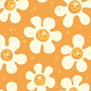 Sunny Side Up! - Fried Egg Floral - Orange