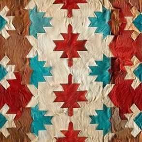large scale cow hide aztec red