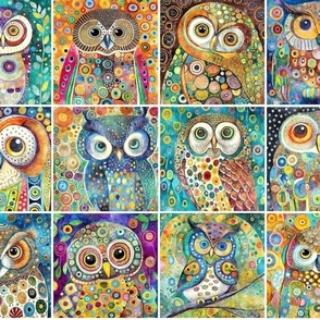 Smaller Colorful Funky Owl Patchwork