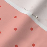 Orange Red Polka Dots on Salmon