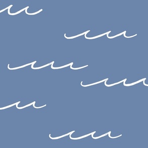 XL Minimal Ocean Waves in Denim Blue and White