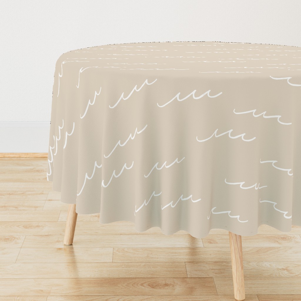 XL Minimal Ocean Waves in Beige and White