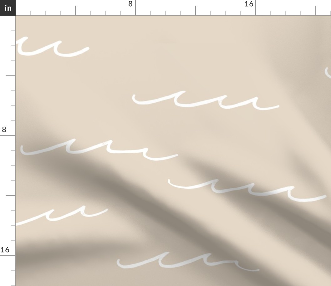 XL Minimal Ocean Waves in Beige and White