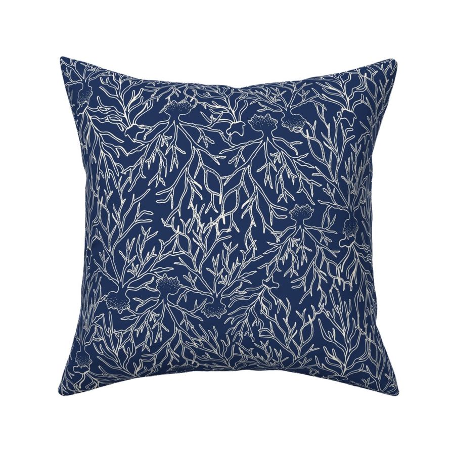 Coastal Chic Coral - Navy Blue/Cream - 12 inch