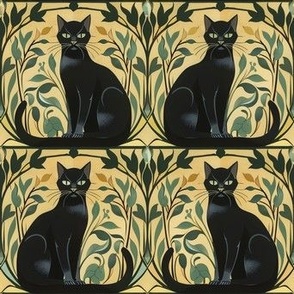 Art Nouveau Black Cats