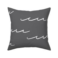 XL Minimal Ocean Waves in Charcoal Gray and White