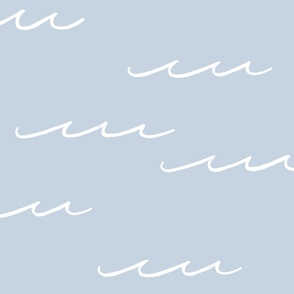 XL Minimal Ocean Waves in Cornflower Blue and White