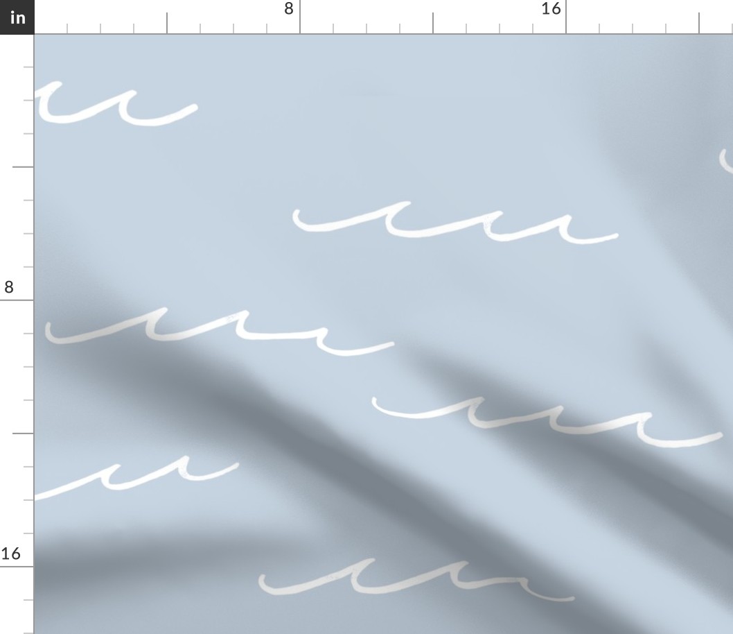 XL Minimal Ocean Waves in Cornflower Blue and White