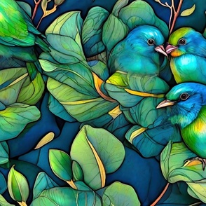cute blue and green birds