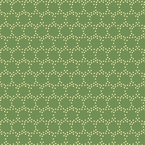 Cream Dots Arranged in Circles on Olive Green Background