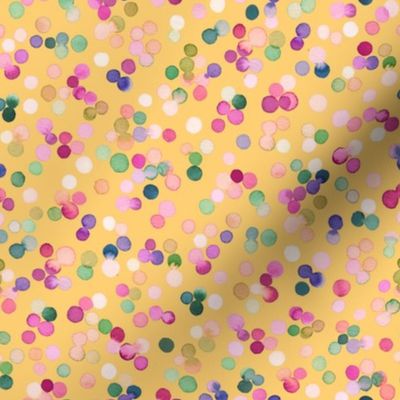 Dots confetti watercolor Colorful polka dots Yellow Small