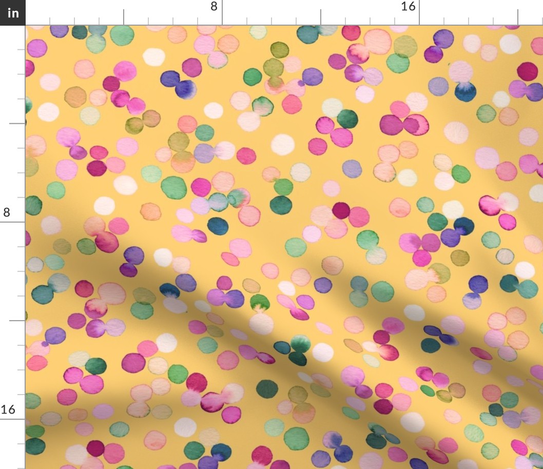 Dots confetti watercolor Colorful polka dots Yellow Medium