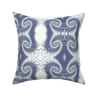 Netted Fractal Tentacles in Colonial Blue on White 