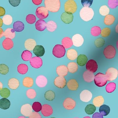 Dots confetti watercolor Colorful polka dots Baby blue Medium