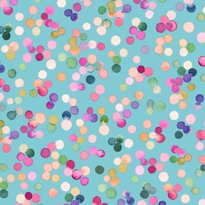 Dots confetti watercolor Colorful polka dots Baby blue Medium