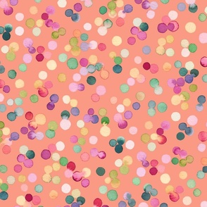 Dots confetti watercolor Colorful polka dots Orange Peach Medium