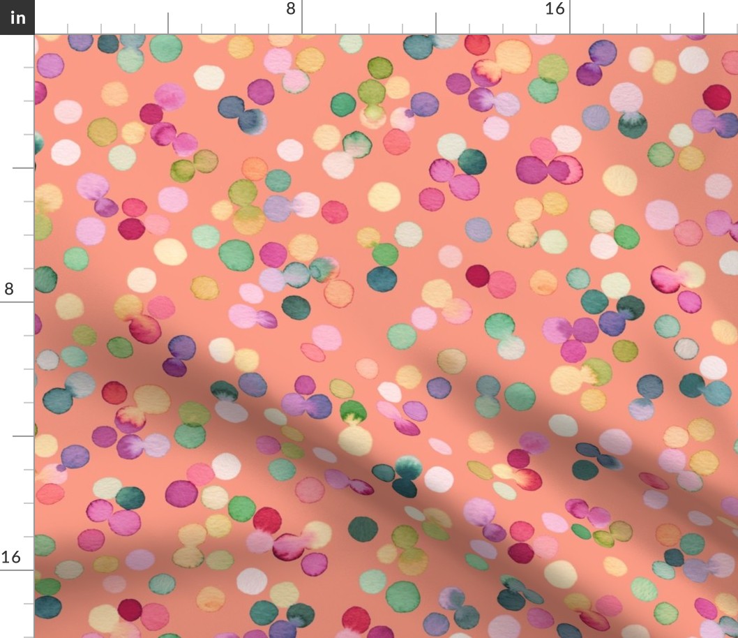 Dots confetti watercolor Colorful polka dots Orange Peach Medium