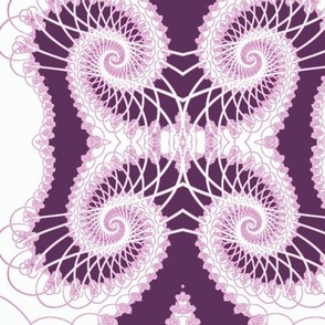 Netted Fractal Tentacles in Purple Pink on White