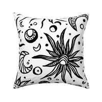 large - Celestial - sun_ moon_ stars and planets - hand drawn ink style black on white