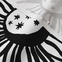large - Celestial - sun_ moon_ stars and planets - hand drawn ink style black on white