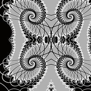 Netted Fractal Tentacles in Black White and Gray