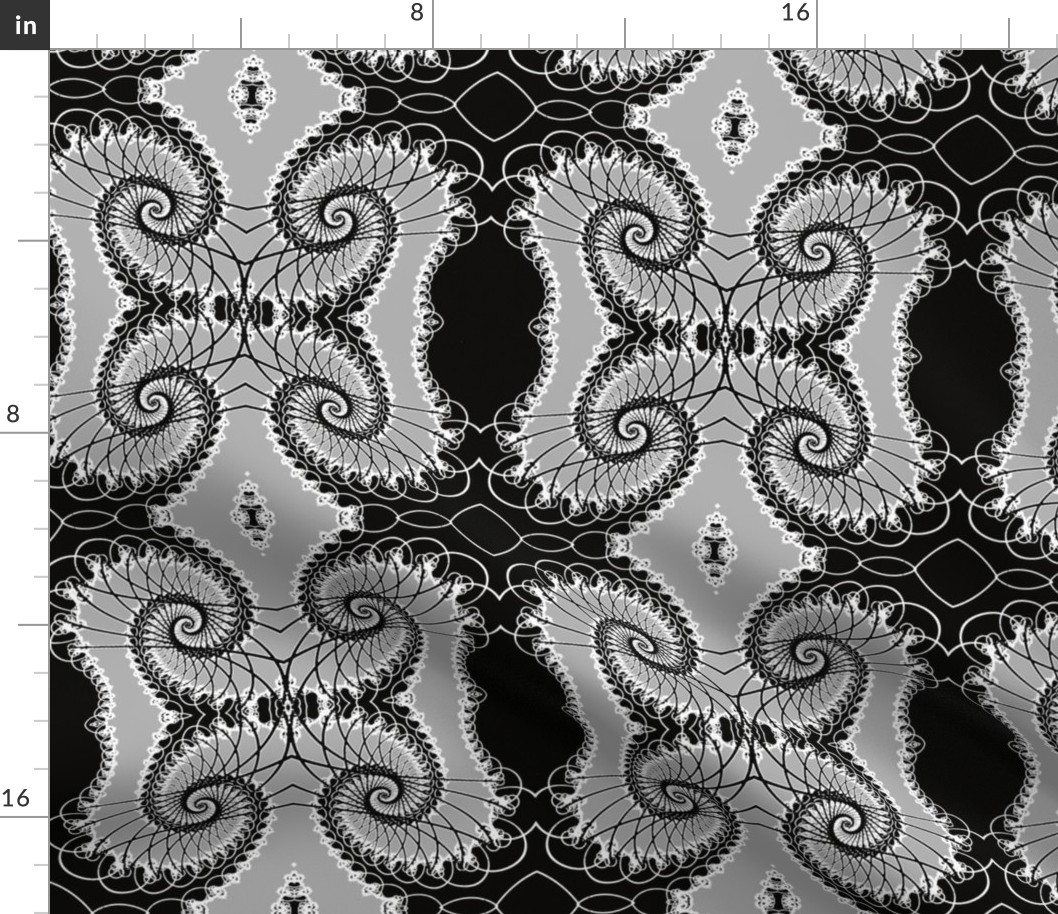 Netted Fractal Tentacles in Black White and Gray