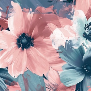 Jumbo Blue & Blush Floral Whimsy