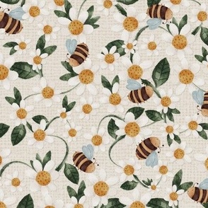 Daisies and Bees_Texture Beige (Large Scale) (10.5"/12")