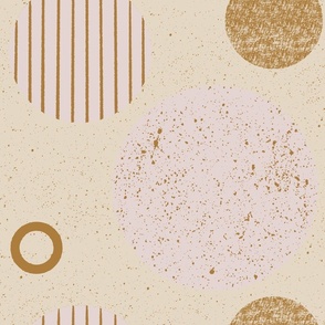 Golden Soleil - Circles of lines and textures in cream and gold