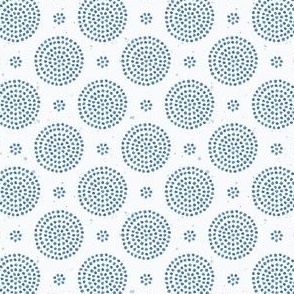 Watercolor organic hand painted dot circles in soft ocean blue and white tones, small scale