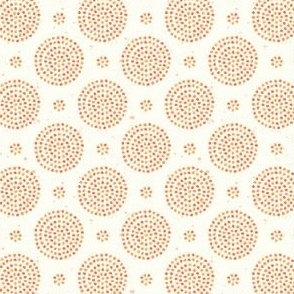 Watercolor organic hand painted dot circles in orange and natural white tones, small scale