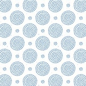Watercolor organic hand painted dot circles in light delft blue and white tones, small scale