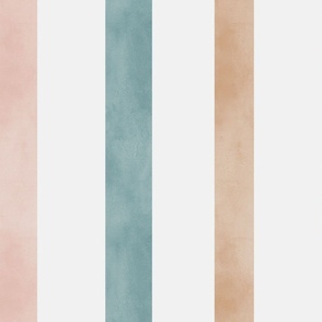 Muted Watercolor Stripes in Calm Shades for Nursery Decor on Cool White background