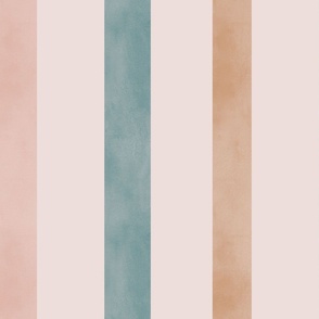 Muted Watercolor Stripes in Calm Shades for Nursery Decor on Pink background