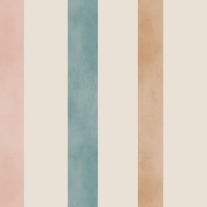 Muted Watercolor Stripes in Calm Shades for Nursery Decor on Beige background