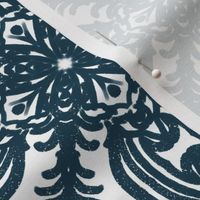 Spanish & Taino Floral Tile: Navy Blue, Small