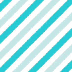 L / Aqua Turquoise Diagonal Stripes