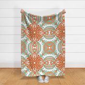 Spanish & Taino Floral Tile: Mint, Coral, Large