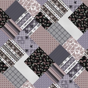 Rustic pattern retro sixties patchwork gray brown