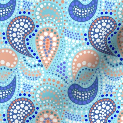 blue sky blue paisley retro sixties