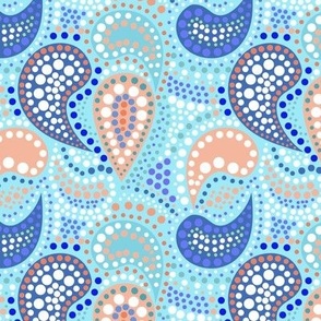 blue sky blue paisley retro sixties