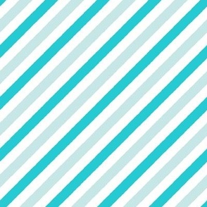 S / Aqua Turquoise Diagonal Stripes