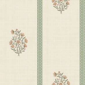 (L) Mughal Flower in warm minimalism with decorative vertical border