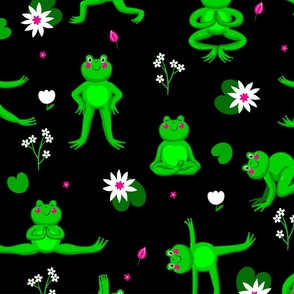 cute yoga frogs funny black