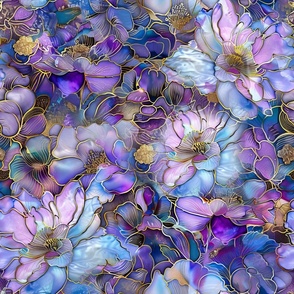 Shining Purple and Lavender Iridescent Roses and Floral Flowers