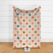 Retro  Polka Dots Pink Large - circle, colorful, summer, spring, Easter, collection, stylish, cute, vintage, retro, stylish, vacation, bathing suits, little girls, kids, childrens, playroom, birthday party, celebration, bags, green, orange, blue