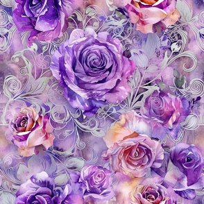 Silvery Pink and Purple Roses