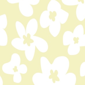 (L) Boho Daisy Flowers - Basic Floral Flower - Pastel Yellow and White - Large